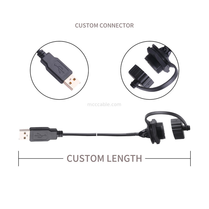 Đầu nối USB 2.0 A Female có Shield và Cap to USB 2.0 A cáp usb được sản xuất để đo lường