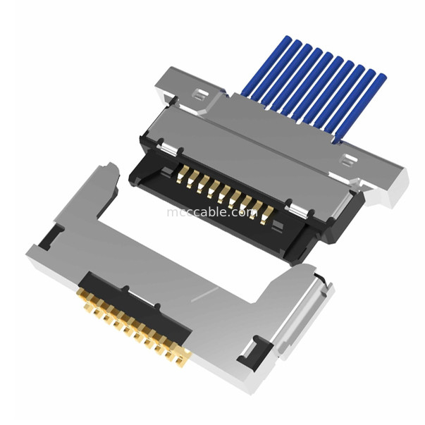 Lắp ráp cáp đồng trục siêu nhỏ 10 chân Lvds 20345-010T-32R Khoảng cách 0,4 mm Đầu nối vi đồng trục loại giao phối ngang