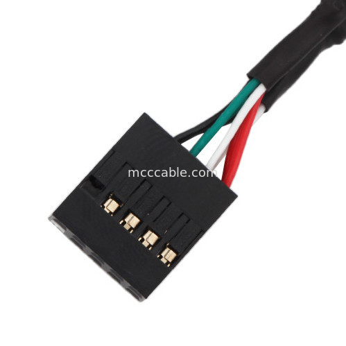 HSG 100mm Chiều dài dây khai thác Lắp ráp cáp 2 × 5 Pin Đen đến PHD-2 × 5P