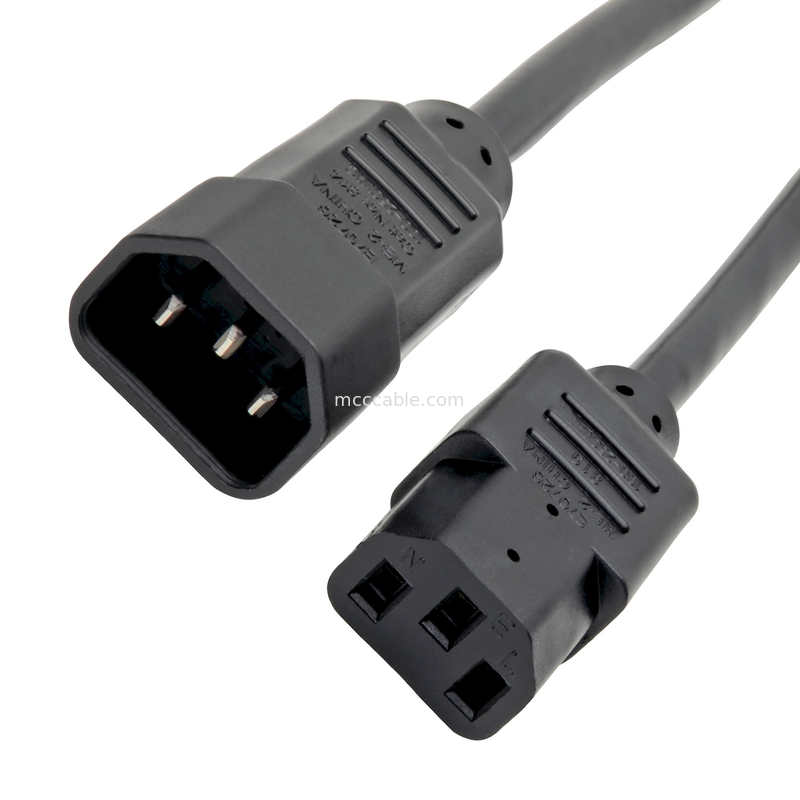 C13 đến C14 10a 250v dây điện 18 Awg C14 Mates với một ổ cắm C13