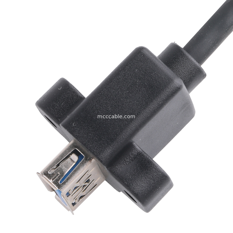 Đen Usb3 0 Cáp Am 90 độ khuynh hướng bên đến Af Half Pack loại vít hình dạng ngoài đúc