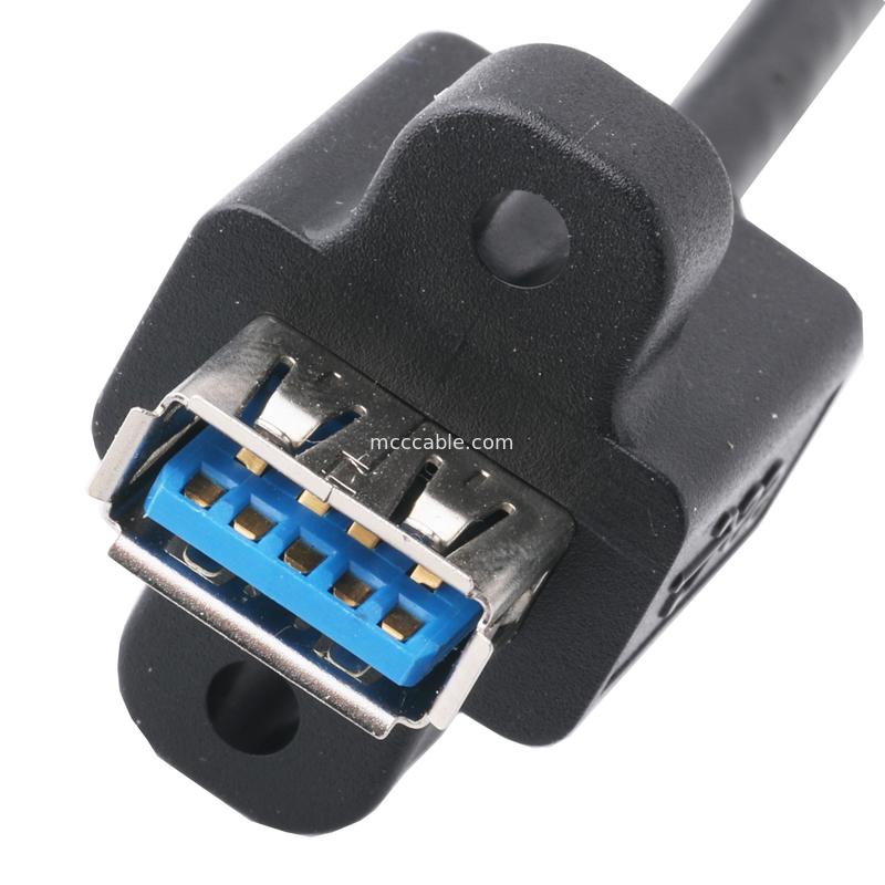 Đen Usb3 0 Cáp Am 90 độ khuynh hướng bên đến Af Half Pack loại vít hình dạng ngoài đúc