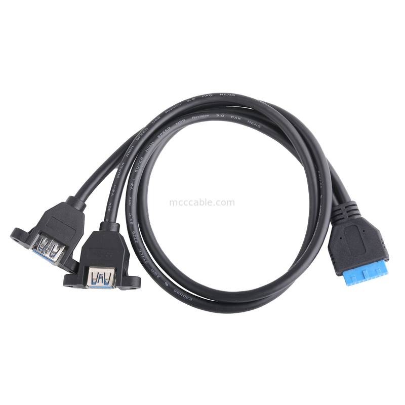 USB 3.0 bảng điều khiển phía trước Motherboard 19/20 Pin Cable To USB nữ Splitter Adapter Connector Extension