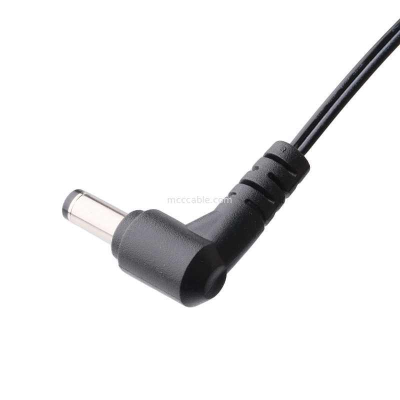 DC Plug 2.1 * 5.5mm Load Type PVC Sự xuất hiện đúc 90 góc đến White Housing 2P MOLEX F