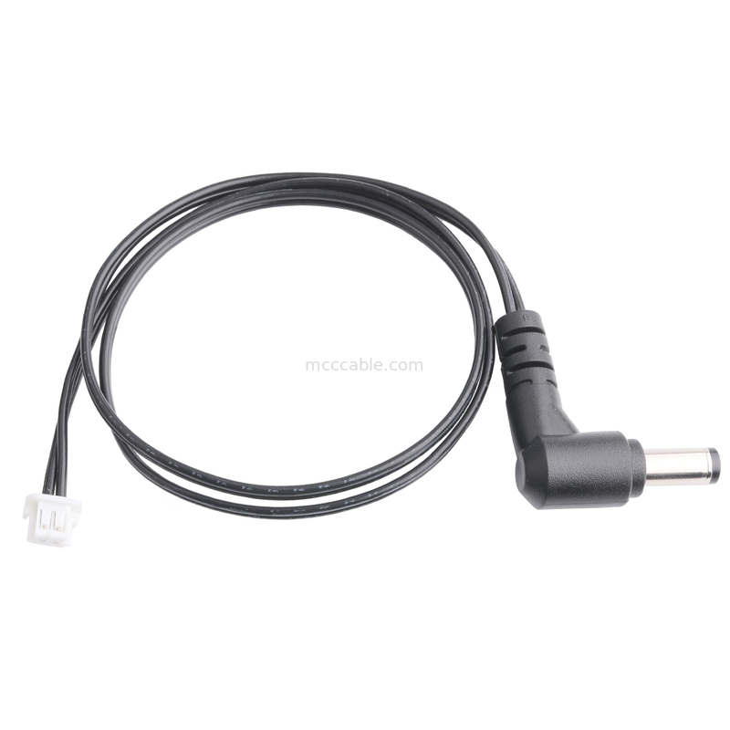 DC Plug 2.1 * 5.5mm Load Type PVC Sự xuất hiện đúc 90 góc đến White Housing 2P MOLEX F