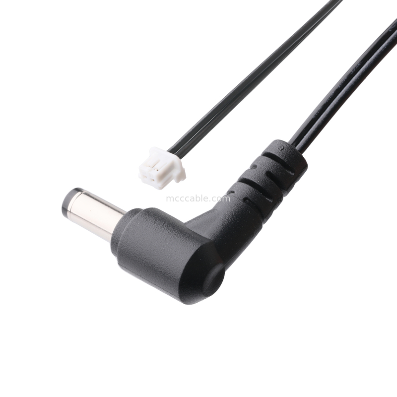DC Plug 2.1 * 5.5mm Load Type PVC Sự xuất hiện đúc 90 góc đến White Housing 2P MOLEX F
