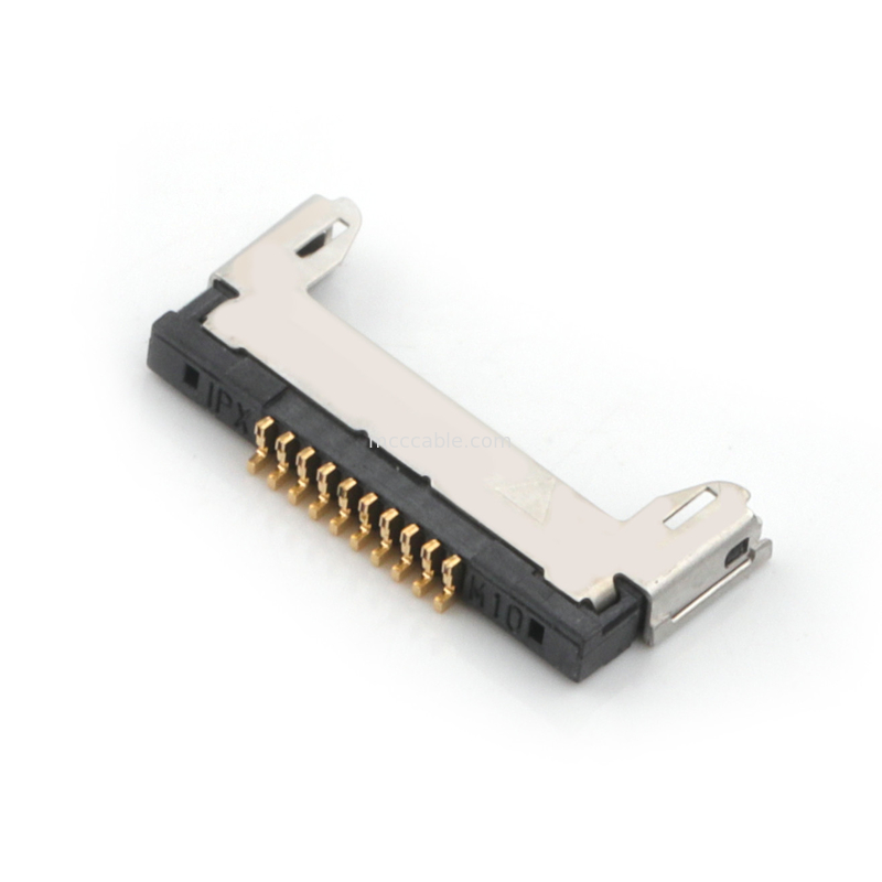 Lắp ráp cáp đồng trục siêu nhỏ 10 chân Lvds 20345-010T-32R Khoảng cách 0,4 mm Đầu nối vi đồng trục loại giao phối ngang