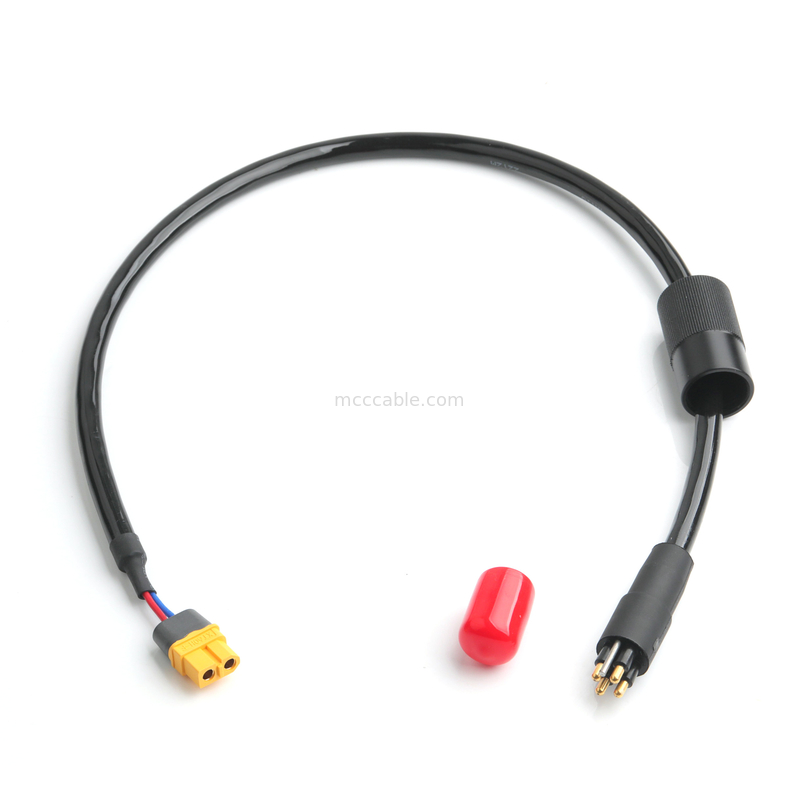 4-Core Power Cable Assembly 2-Pin Connector 600V 125°C với ống thu nhỏ nhiệt