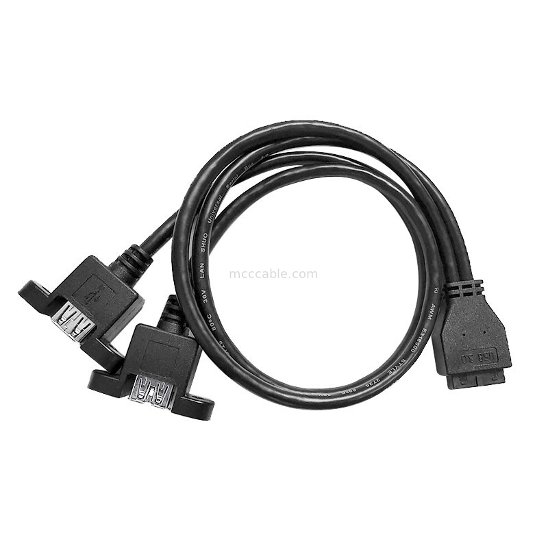 Bảng điều khiển USB 3.0 Gắn kết A x2 đến 20 Pin Đầu cắm Bo mạch chủ Tùy chỉnh Dây khai thác