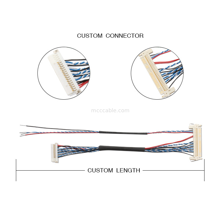 Dây tùy chỉnh khai thác FI S20S 20pin, Cáp màn hình JAE 1,25 Mm Pitch JAE