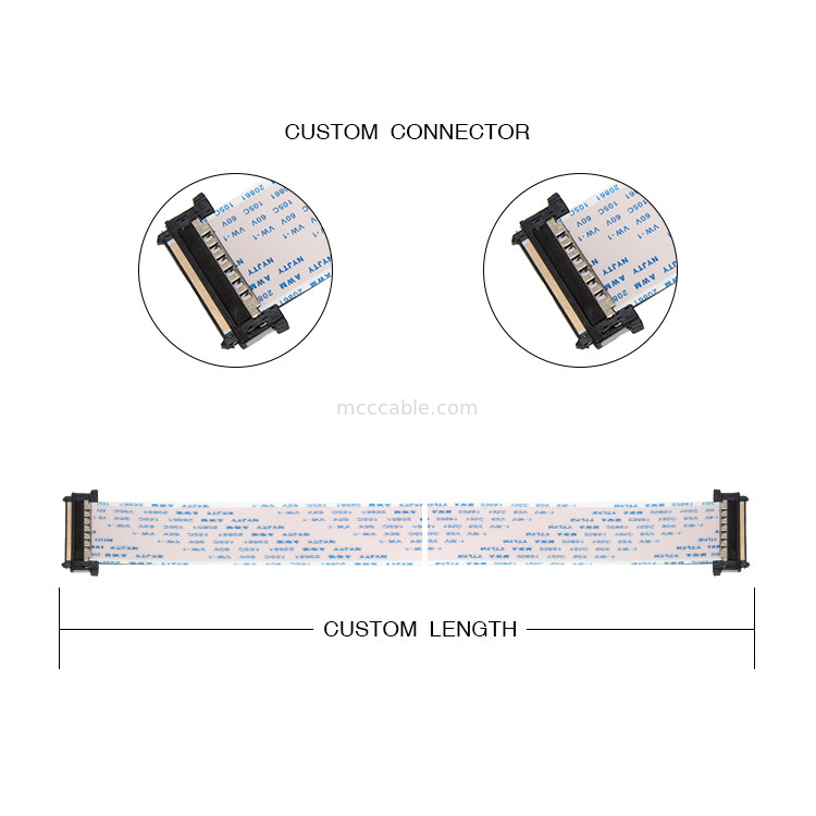 Cáp 16 chân FFC FPC 0,5 Pitch A Loại 20628 80C 60V VW 1 đầu nối màn hình lvds