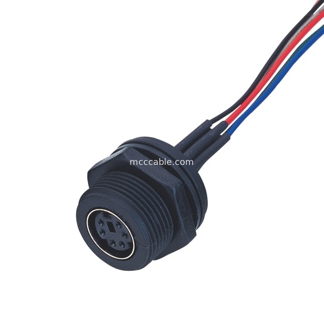 Cáp Mini Din MD WF 6 chân, đầu nối màn hình lvds cáp Isobus thẳng IP67