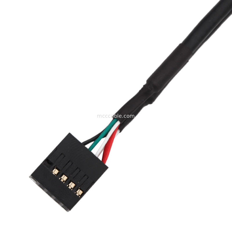 HSG 100mm Chiều dài dây khai thác Lắp ráp cáp 2 × 5 Pin Đen đến PHD-2 × 5P