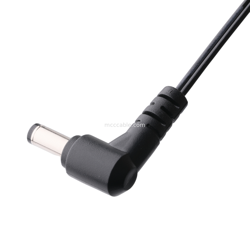 DC Plug 2.1 * 5.5mm Loại hàn PVC Sự xuất hiện đúc 90 góc đến MOLEX 39012020 PITCH 4.2mm 1 * 2P