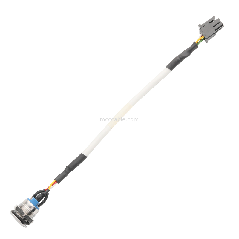 BUSHBUTTON LED trắng M12 IP65/IP67 đến HSG MALE 43025-0400 Pitch 3.0mm MX Power Switch Activator
