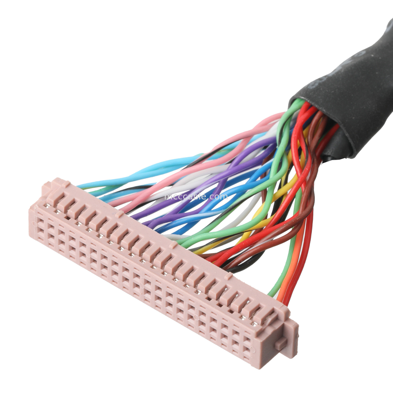 Lvds Cable Assembly  DF13-40Pin Pitch 1.25mm đến HD-SUB 26P FEMALE SLODER UL 1007 20AWG CABLE OEM / ODM