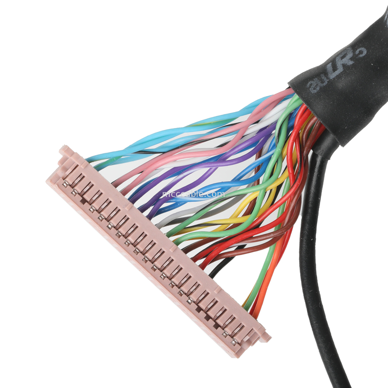 Lvds Cable Assembly  DF13-40Pin Pitch 1.25mm đến HD-SUB 26P FEMALE SLODER UL 1007 20AWG CABLE OEM / ODM