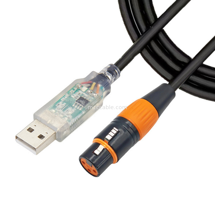 USB đến DMX512 giai đoạn ba lõi XLR cáp nam tín hiệu ánh sáng cáp par đèn chùm máy trộn cáp điều khiển