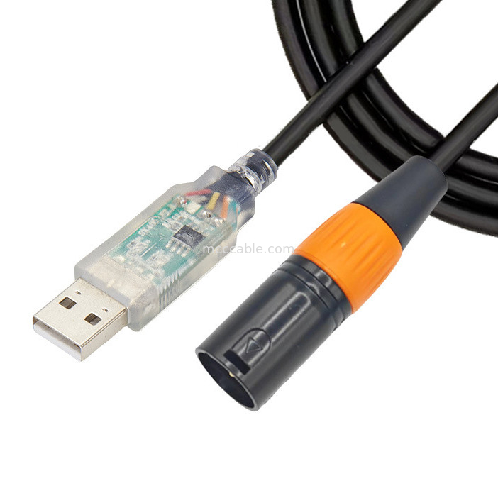 USB đến DMX512 giai đoạn ba lõi XLR cáp nam tín hiệu ánh sáng cáp par đèn chùm máy trộn cáp điều khiển