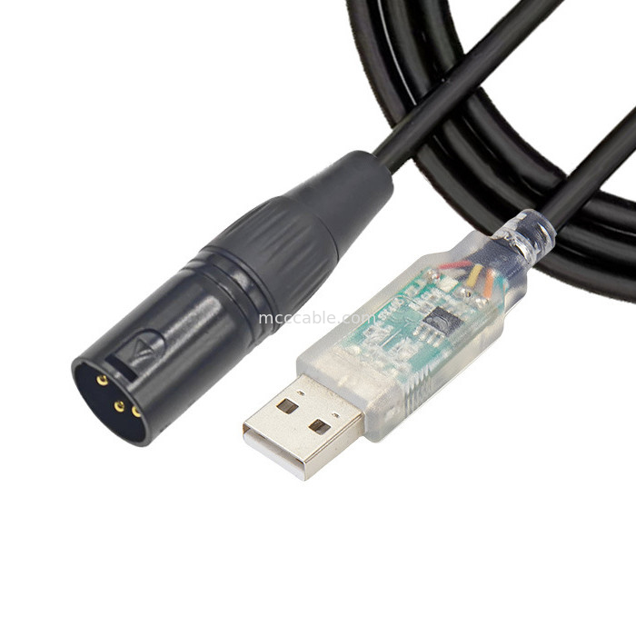 USB đến DMX512 giai đoạn ba lõi XLR cáp nam tín hiệu ánh sáng cáp par đèn chùm máy trộn cáp điều khiển