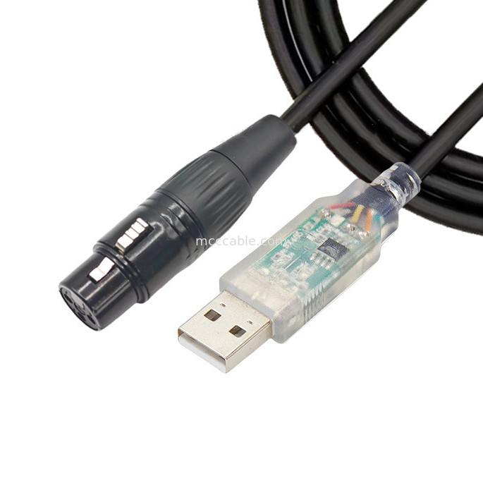 USB đến DMX512 giai đoạn ba lõi XLR cáp nam tín hiệu ánh sáng cáp par đèn chùm máy trộn cáp điều khiển