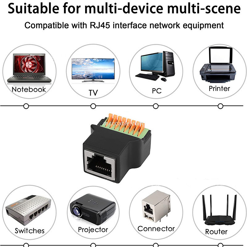RJ45 giao thức để 8Pin lõi đầu cuối kết nối nhanh mà không cần hàn nữ 8P8C Crystal Head Network, với dây