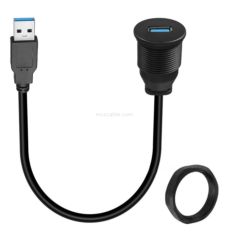 Thắt dây chuyền tùy chỉnh USB3.0 calbe Cáp bảng điều khiển xe ô tô đầu tròn USB3.0 cáp mở rộng nam đến nữ cáp chống nước