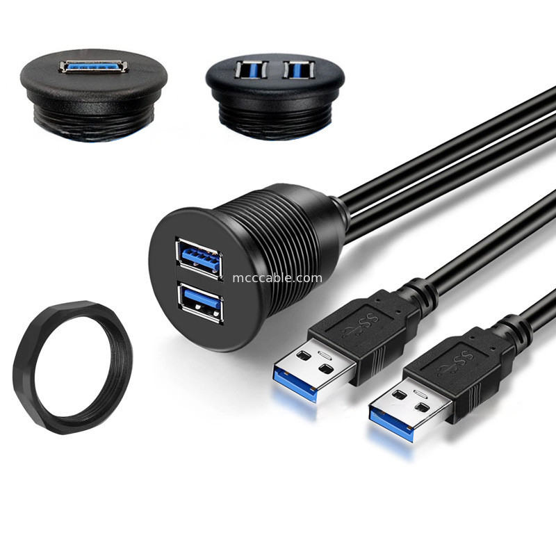 Thắt dây chuyền tùy chỉnh USB3.0 calbe Cáp bảng điều khiển xe ô tô đầu tròn USB3.0 cáp mở rộng nam đến nữ cáp chống nước