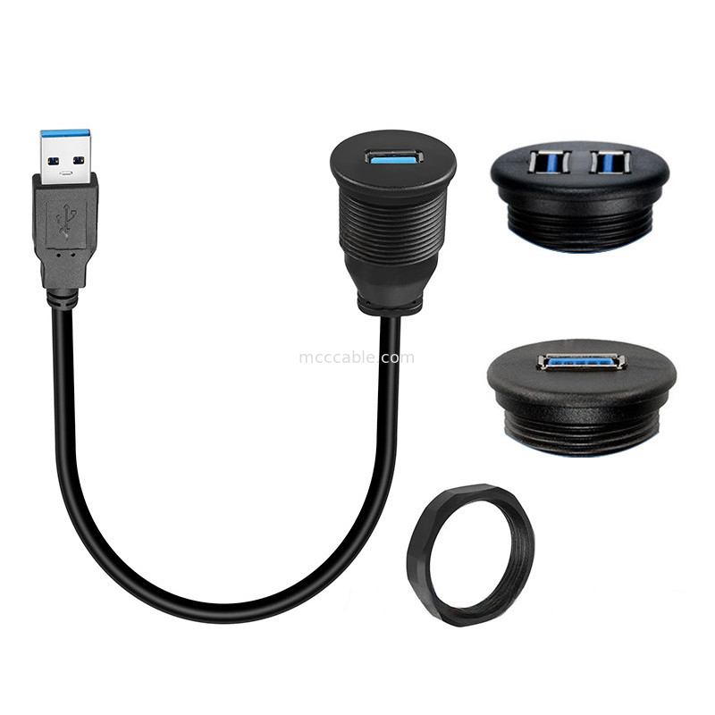 Thắt dây chuyền tùy chỉnh USB3.0 calbe Cáp bảng điều khiển xe ô tô đầu tròn USB3.0 cáp mở rộng nam đến nữ cáp chống nước