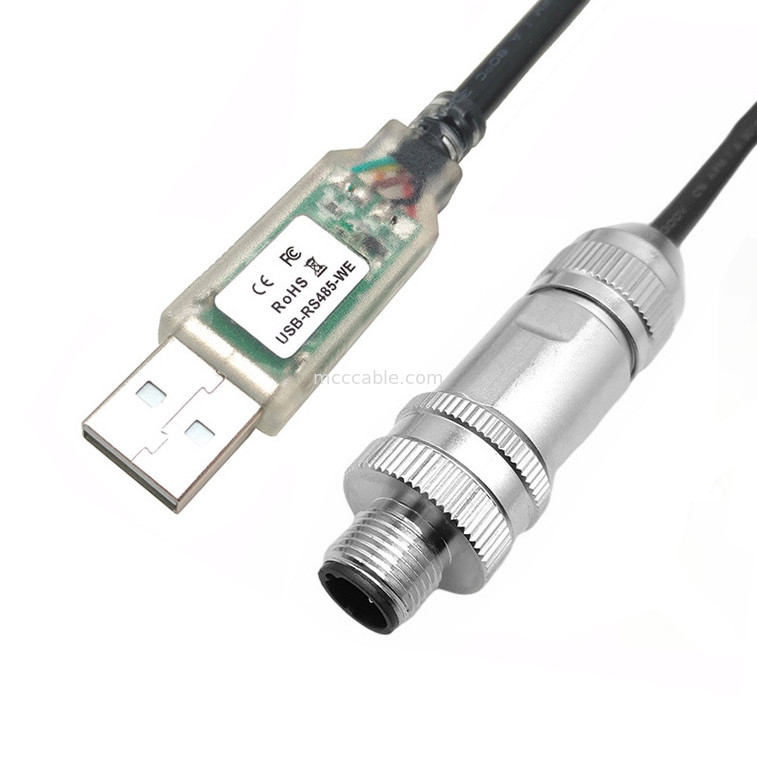 Bộ kết nối chuyên dụng cho robot công nghiệp, cáp nối tiếp USB đến RS485 đến M12 đầu kết nối kim loại chống nước nam và nữ