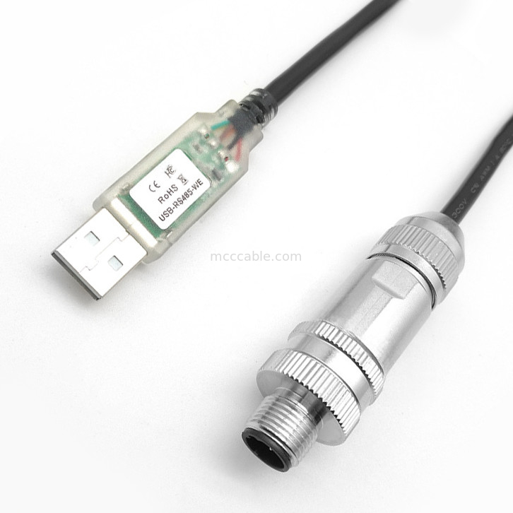 Bộ kết nối chuyên dụng cho robot công nghiệp, cáp nối tiếp USB đến RS485 đến M12 đầu kết nối kim loại chống nước nam và nữ