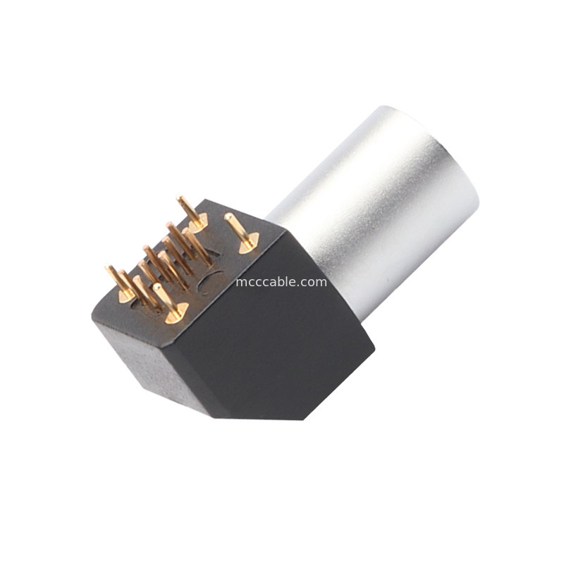 Bộ kết nối tròn trong nhà B Series Z11 8Pin ốc đệm đất cố định ổ cắm 90 ° ổ cắm góc cho bảng mạch