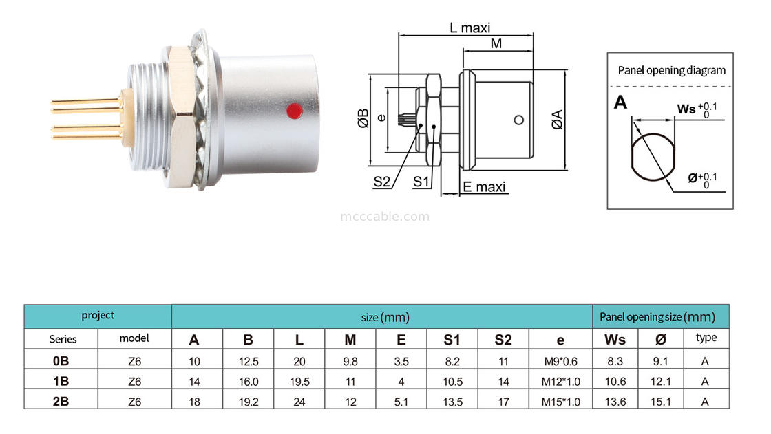 Đẩy kéo tự khóa đầu nối Industrial Control B Series Z6 đầu nối 6-pin nữ đến 6-pin tín hiệu cảm biến