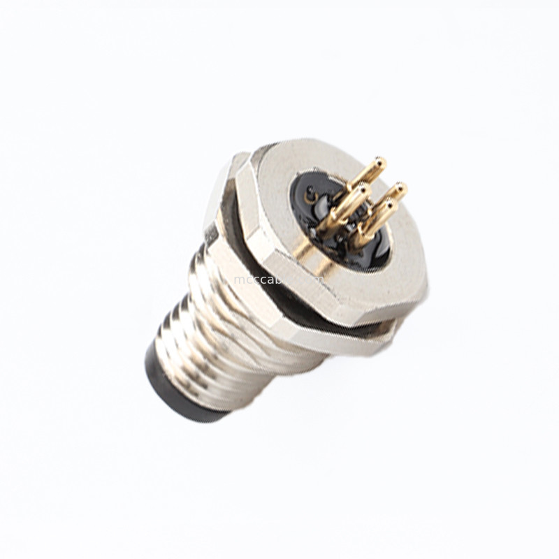 Circular Connector Board Series M8 4Pin Panel Socket Socket Connector panel flange socket PCB nam, không thấm nước IP67