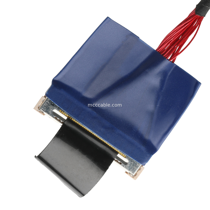 30-Pin to 50-Pin LVDS Cable - UL1354 36AWG Red Shielded Flat Flex Cable