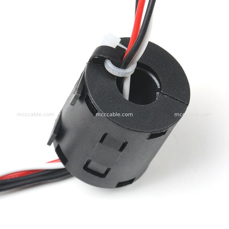 Custom EMI Filtered Capacitor Wiring Harness with Ferrite Core and 6.3mm Terminals